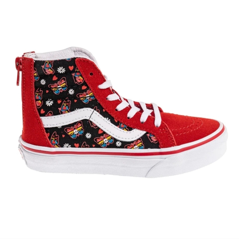 VANS KIDS SK8-HI GLOW-IN-THE-DARK BUTTERFLY SKULL SNEAKER SIZE 10.5